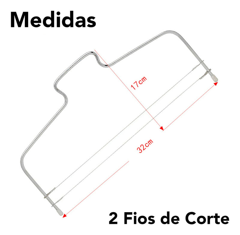 Nivelador Cortador Fatiador De Bolo Ajustável 2 Linhas Inox