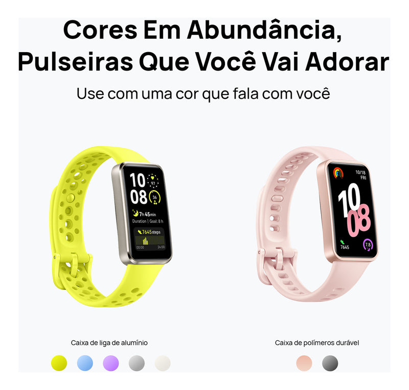 Smartwatch HUAWEI Band 10 Caixa de Polímeros Duráveis Análise do Sono em Nível Profissional Assistente de Bem-estar Emocional Relógio Smartwatch Compatível com Android e iOS Preto