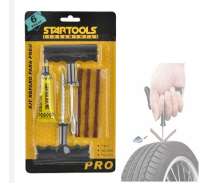Kit Reparo Para Pneu De Carro E Moto  Acessorios Pro 6 Pecas