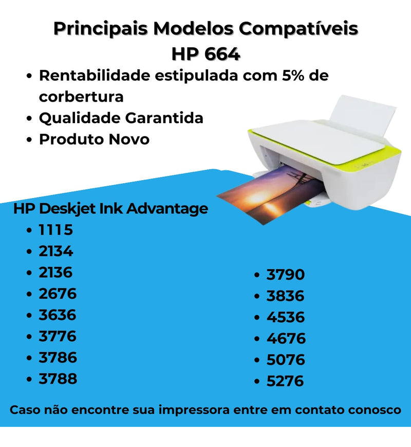 Kit Cartucho Hp 664 Preto E Hp 664 Colorido