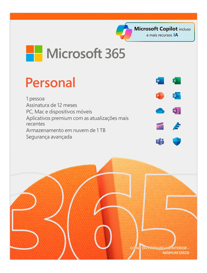 Microsoft 365 Personal Office 365 apps 1TB - 1 Usuário Assinatura Anual