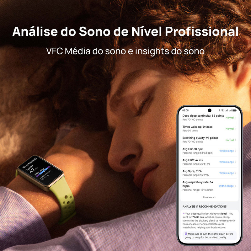 Smartwatch HUAWEI Band 10 Caixa de Polímeros Duráveis Análise do Sono em Nível Profissional Assistente de Bem-estar Emocional Relógio Smartwatch Compatível com Android e iOS Preto