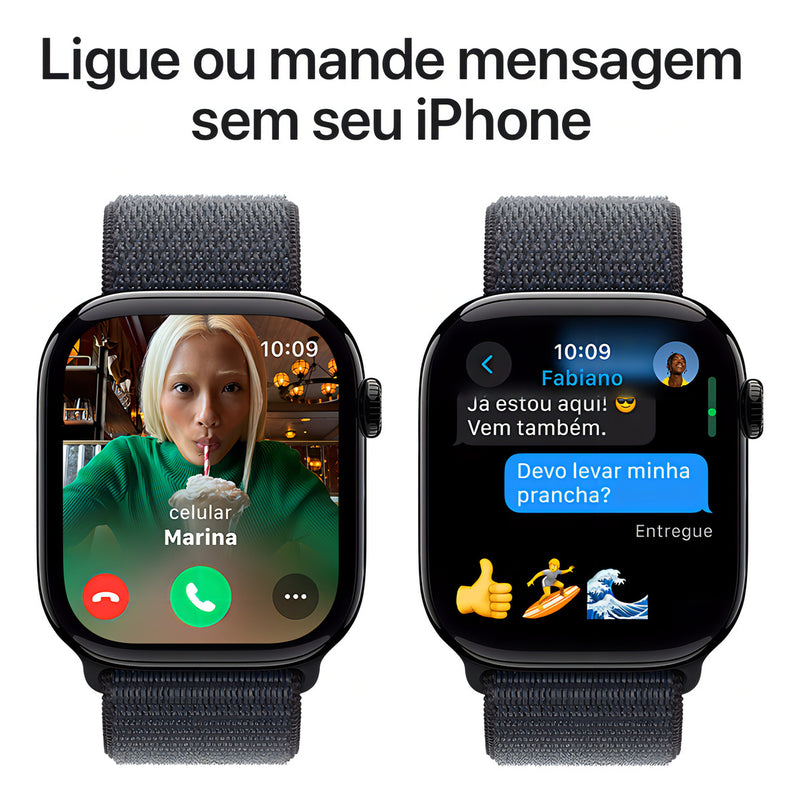 Apple Watch Series 10 GPS • Caixa preta brilhante de alumínio – 46 mm • Pulseira loop esportiva tinto