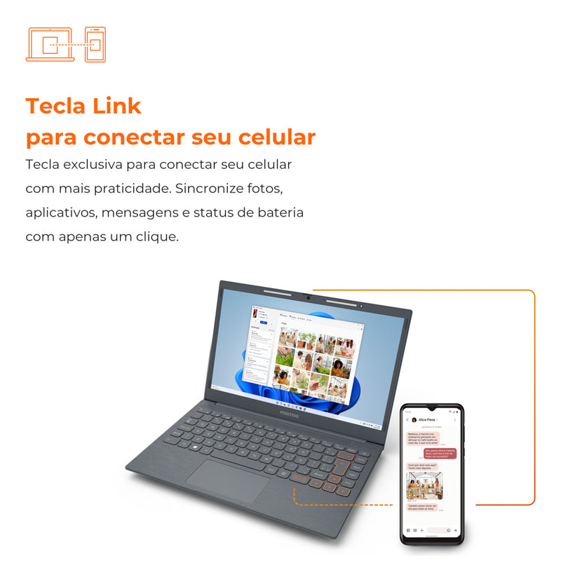 Notebook Positivo Vision C14 Lumina BAR Celeron 4GB 128GB eMMC Tela 14 Polegadas HD Antirreflexo Windows 11 Tecla Link Cinza