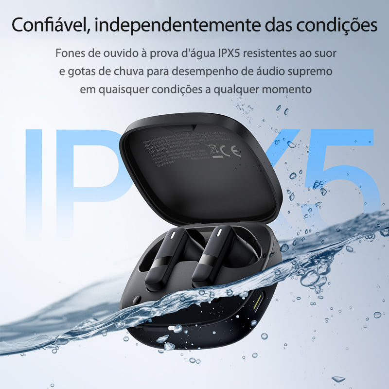 Fone De Ouvido Baseus Sem Fio Bowie E20 Bluetooth 5.3 Cor Preto