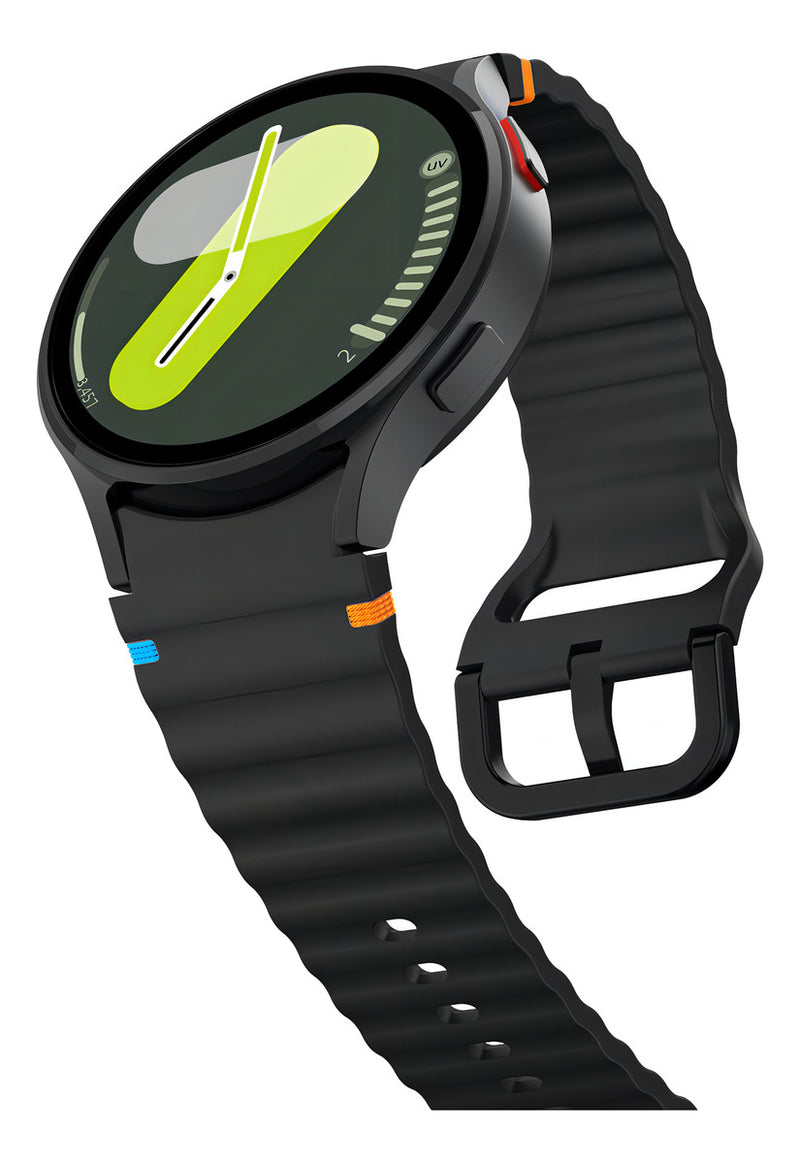 Pulseira De Silicone Ridge 3 Cores 123-alc-07 Marca 123smart Compavel Com Samsung Galaxy Watch 4 5 6 7 Fe 40mm 42mm 43mm 44mm 45mm 46mm 47mm Classic Pro - Cor Preto