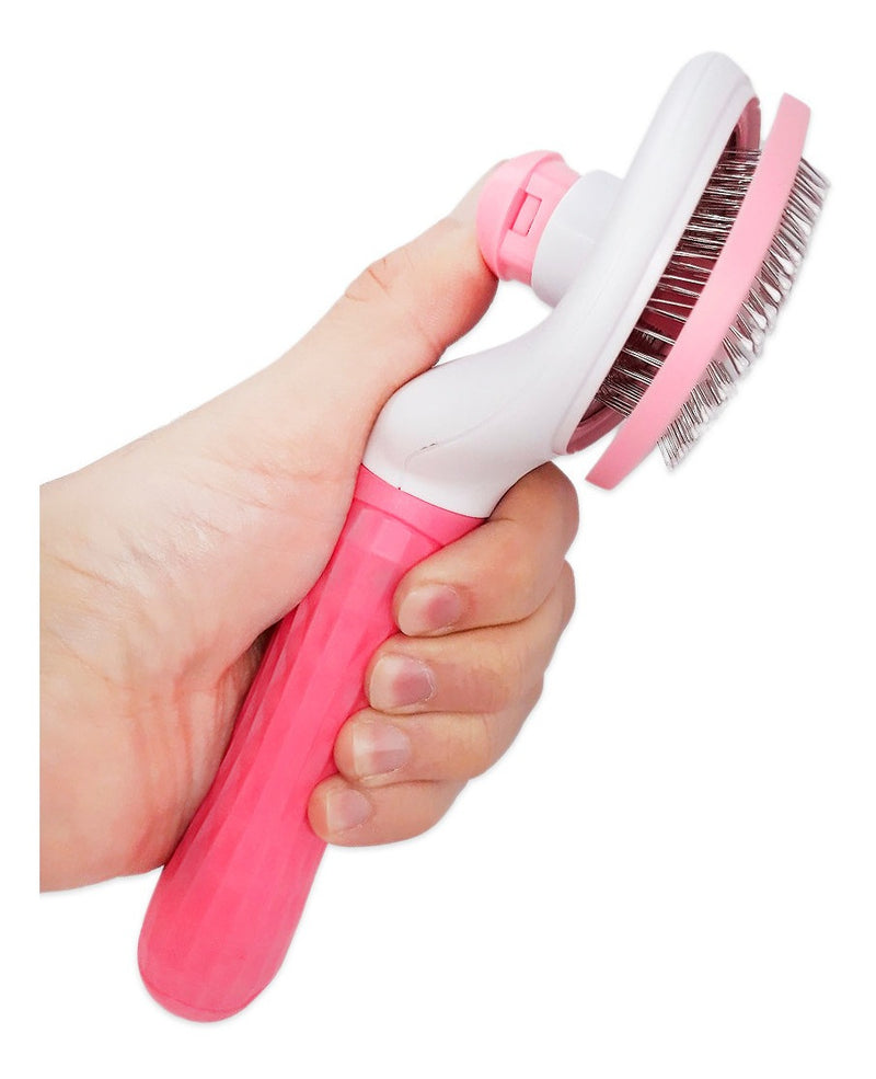 Escova Pelos Pet Automatica Rasqueadeira Magica Gato Cao New Cor Rosa