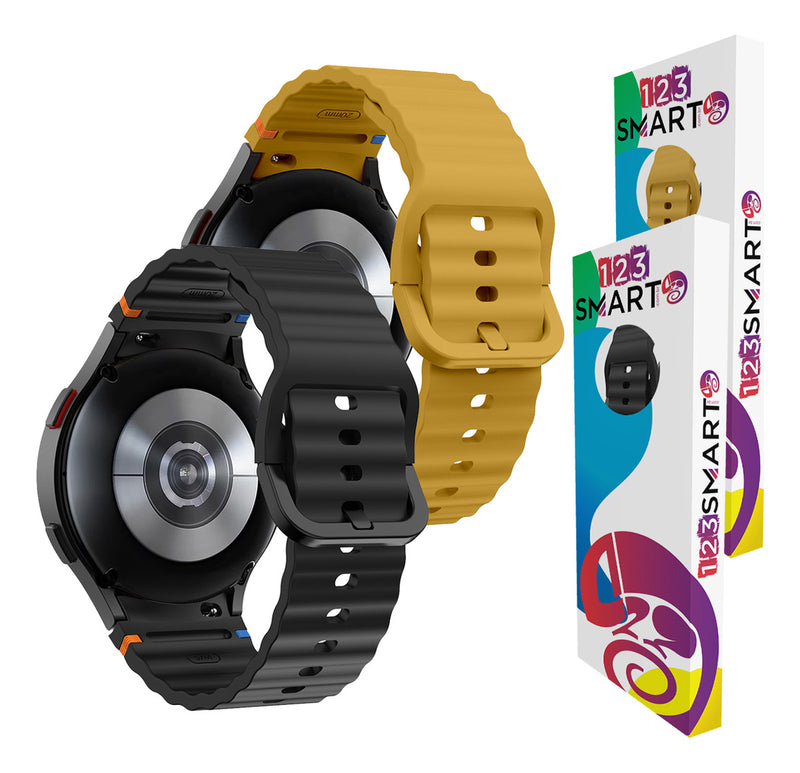 Pulseira De Silicone Ridge 3 Cores 123-alc-07 Marca 123smart Compavel Com Samsung Galaxy Watch 4 5 6 7 Fe 40mm 42mm 43mm 44mm 45mm 46mm 47mm Classic Pro - Cor Preto