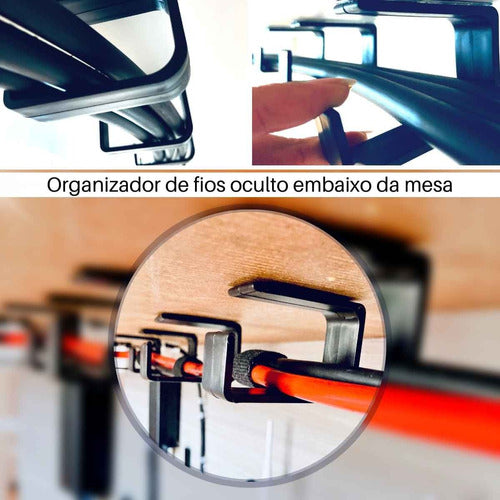 6 Organizador Fios Cabos Oculto Baixo Mesa Fácil Instalação