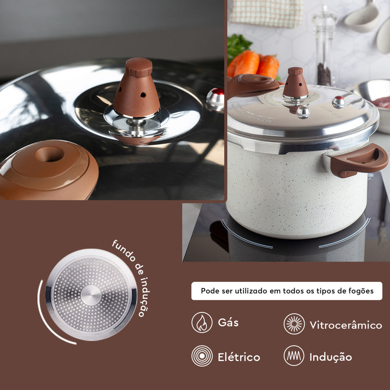 Panela Pressão Brinox Cerâmico Indução Vanilla 4.2l Vanilla