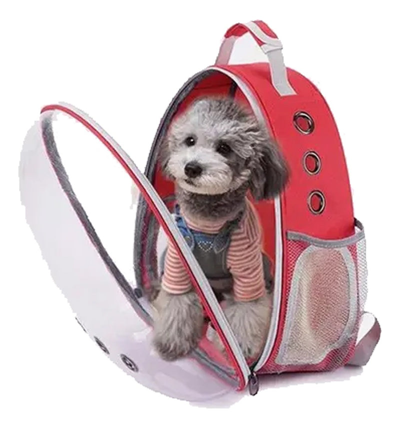 Mochila Para Carregar Gatos Com Capsula Bolha Transparente Cor Cinza