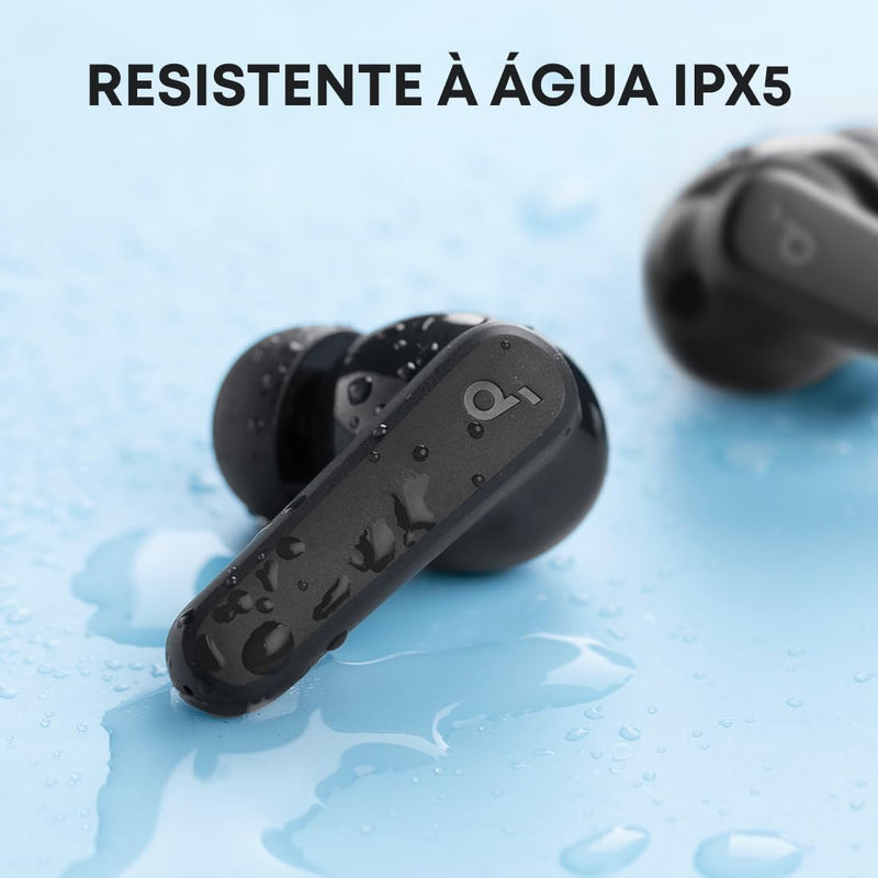Fone de Ouvido Soundcore P20i Bluetooth 5.3 Grave Potente Drivers 10mm 30h Bateria Carregamento Rápido App Personalização De Som Via App IPX5 2 Mics IA para Chamadas Claras Case Compacto Cor Azul