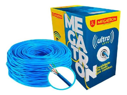Caixa De Cabo Cftv Cat5 Certificado Homologado Anatel 300m Azul Megatron