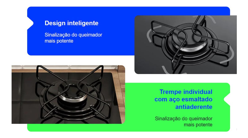 Kit Balcão Turim Com Fogão Cooktop 4 Bocas Itatiaia Preto