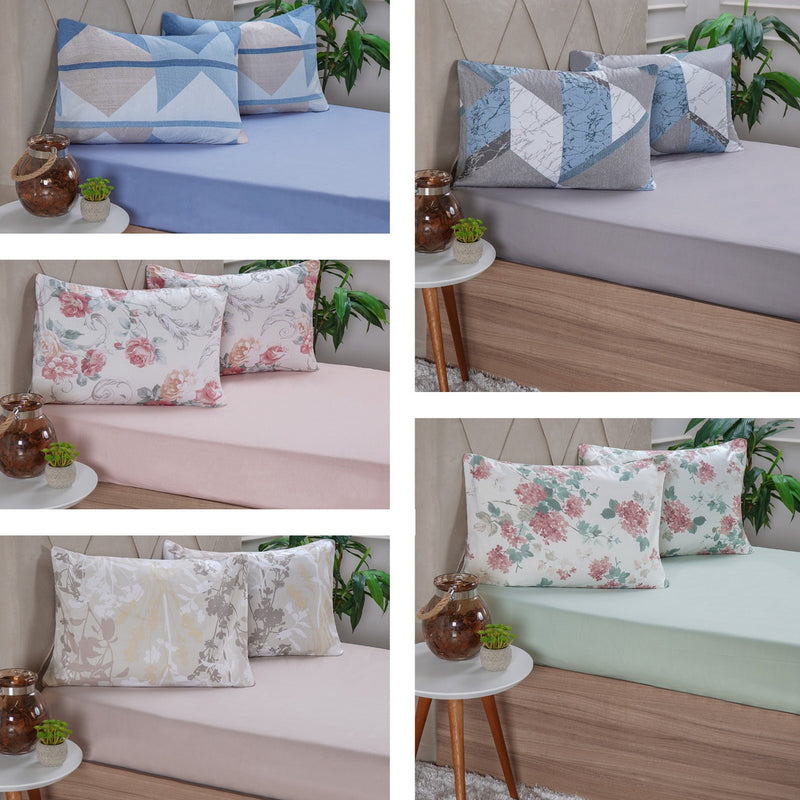 Jogo De Cama Lençol Casal Micropercal C/ Elástico 1,38x1,88 Cor Estampas Sortidas Desenho do tecido Liso