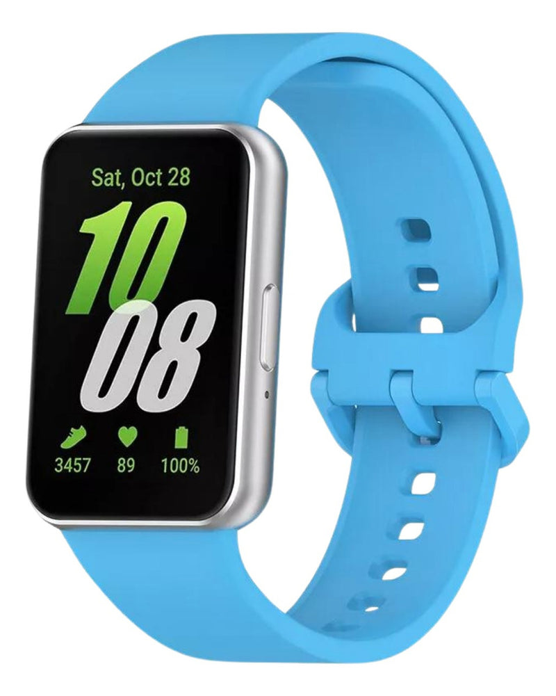 Pulseira Fecho Silicone Para Samsung Galaxy Fit 3 Sm-r390 Cor Nude Largura Da Pulseira 20 Mm