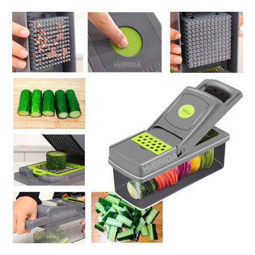 Cortador Alimentos Ralador para cozinha 10 em 1 Fatiador Legumes Queijo Verduras Inox Compacto Rápido e Seguro Tche Amo