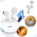 Fone De Ouvido Bluetooth Portátil Comica Sem Fio Compatível Todos Celulares Confortável Tws Recarregável Cor Branco