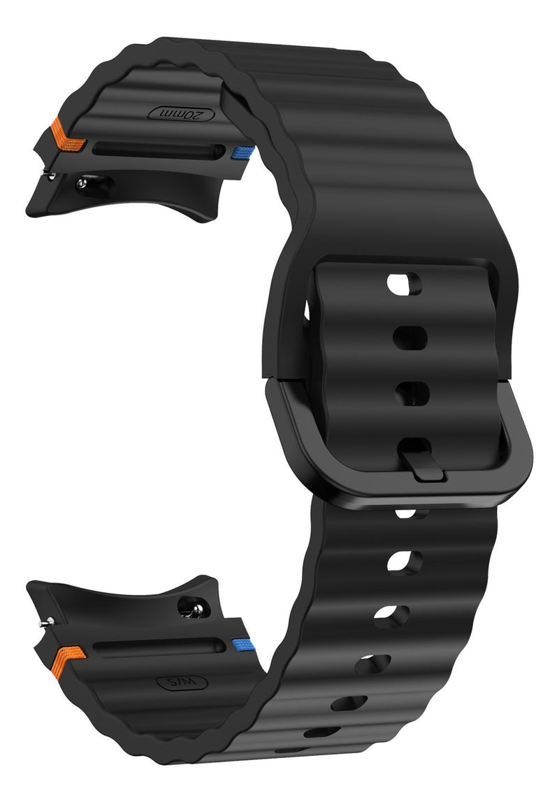 Pulseira De Silicone Ridge 3 Cores 123-alc-07 Marca 123smart Compavel Com Samsung Galaxy Watch 4 5 6 7 Fe 40mm 42mm 43mm 44mm 45mm 46mm 47mm Classic Pro - Cor Preto