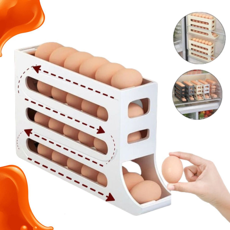 Porta Ovos Suporte Rolante Dispenser Rolante 4 Andares Cor Cinza