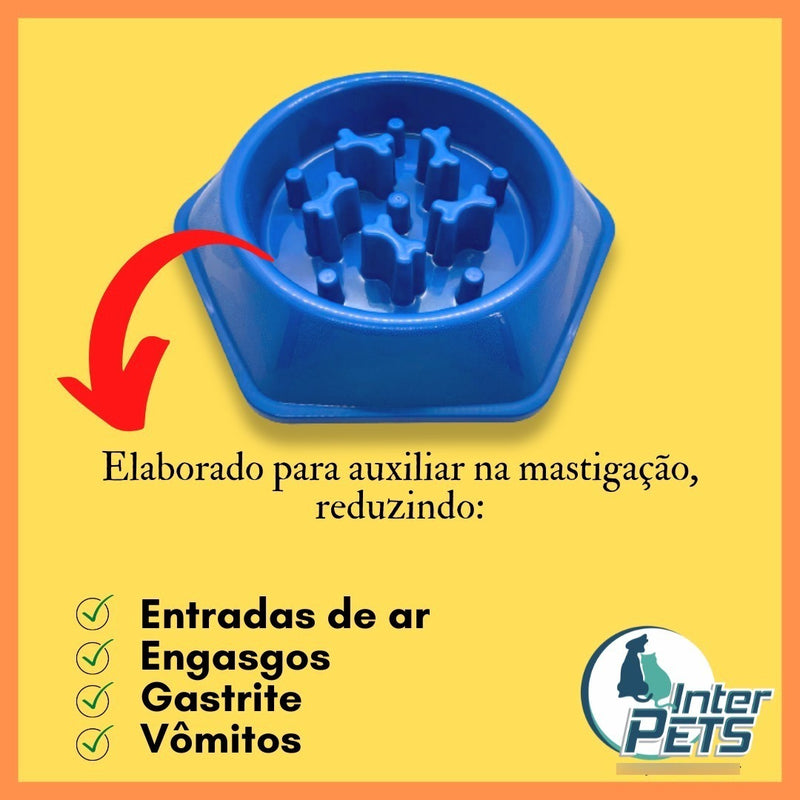 Pote Ração Lento Educativo Adestramento Cães Pequeno Porte Cor Azul