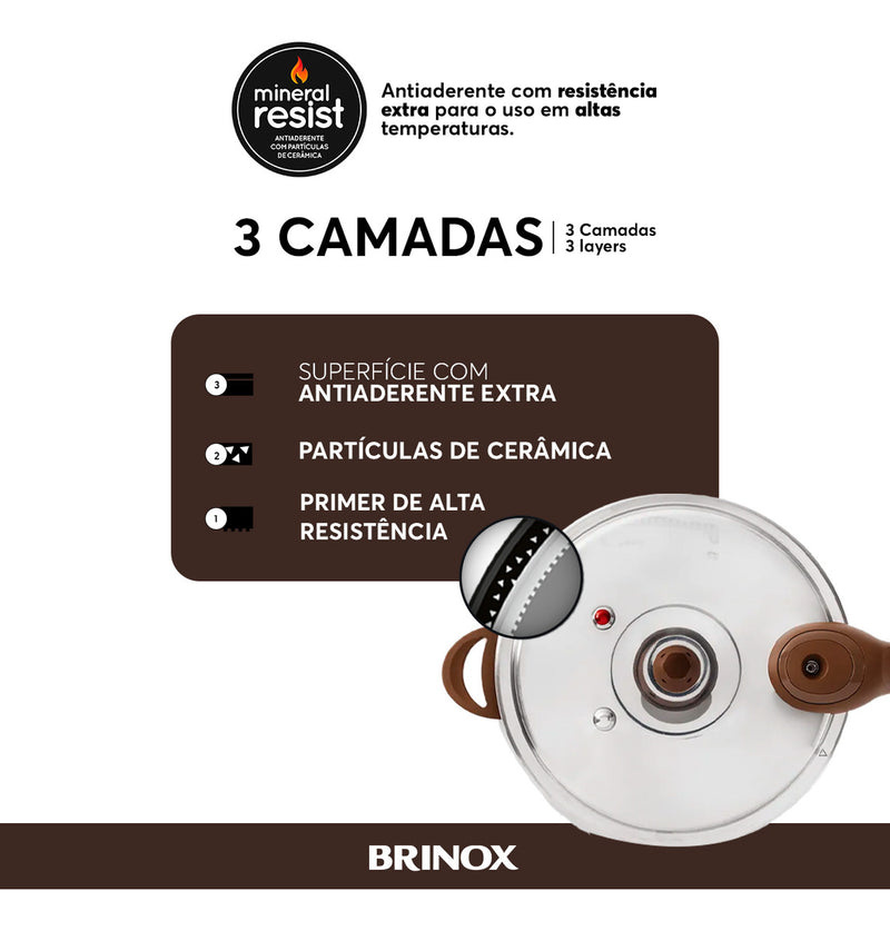 Panela Pressão Brinox Cerâmico Indução Vanilla 4.2l Vanilla
