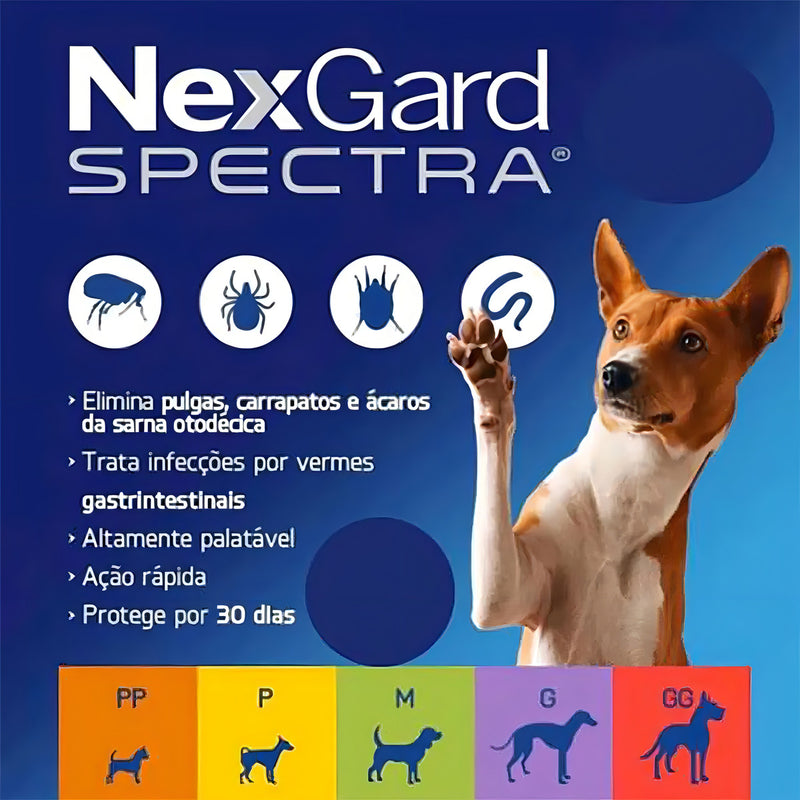 Comprimido antiparasitário para pulga carrapato vermes sarnas Merial NexGard Spectra TABLETE para cão de 15.1kg a 30kg