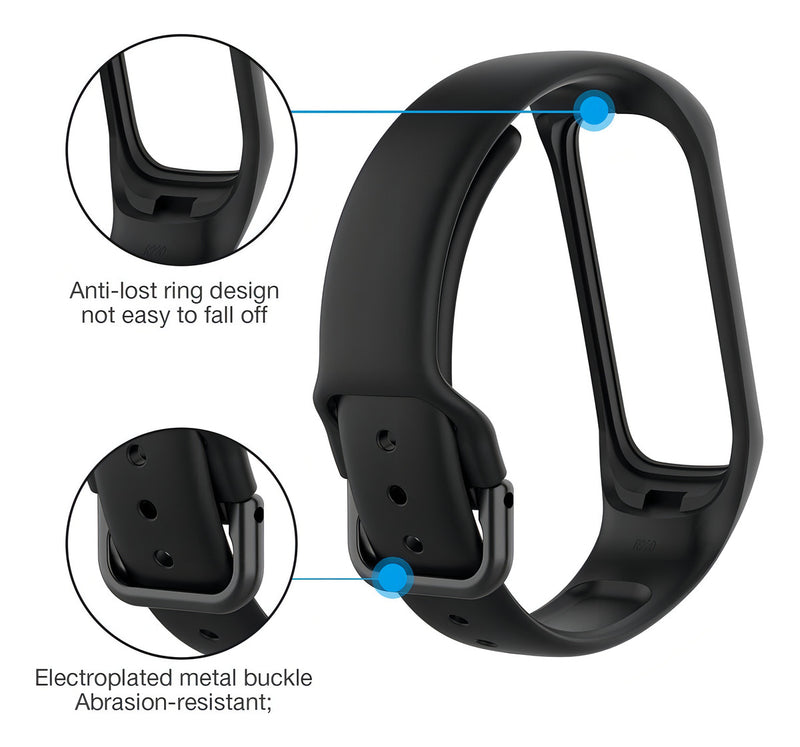Pulseira Silicone Para Smartwatch Samsung Galaxy Fit2 R220 Cor Preto