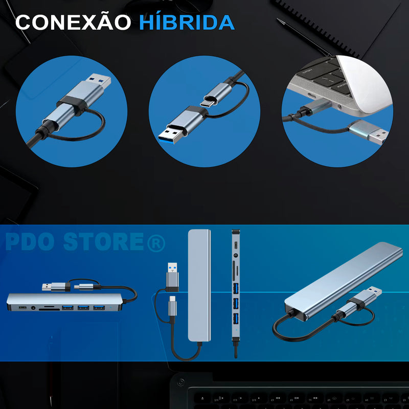 Hub Usb 8 Portas Usb 3.0 5 Gbps Extensor Adaptador Usb 3.0 Computador Pc Notebook Pdo Store