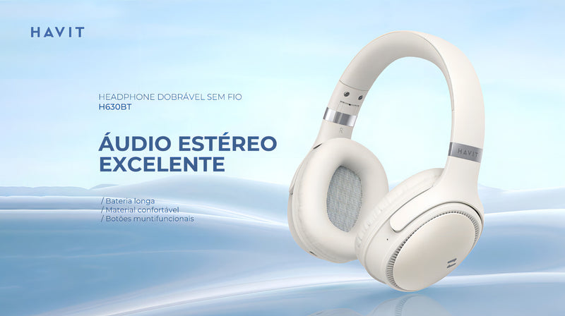 Headset Gamer Havit H630bt Bluetooth 5.3 On-ear 3d 55h Cor Azul
