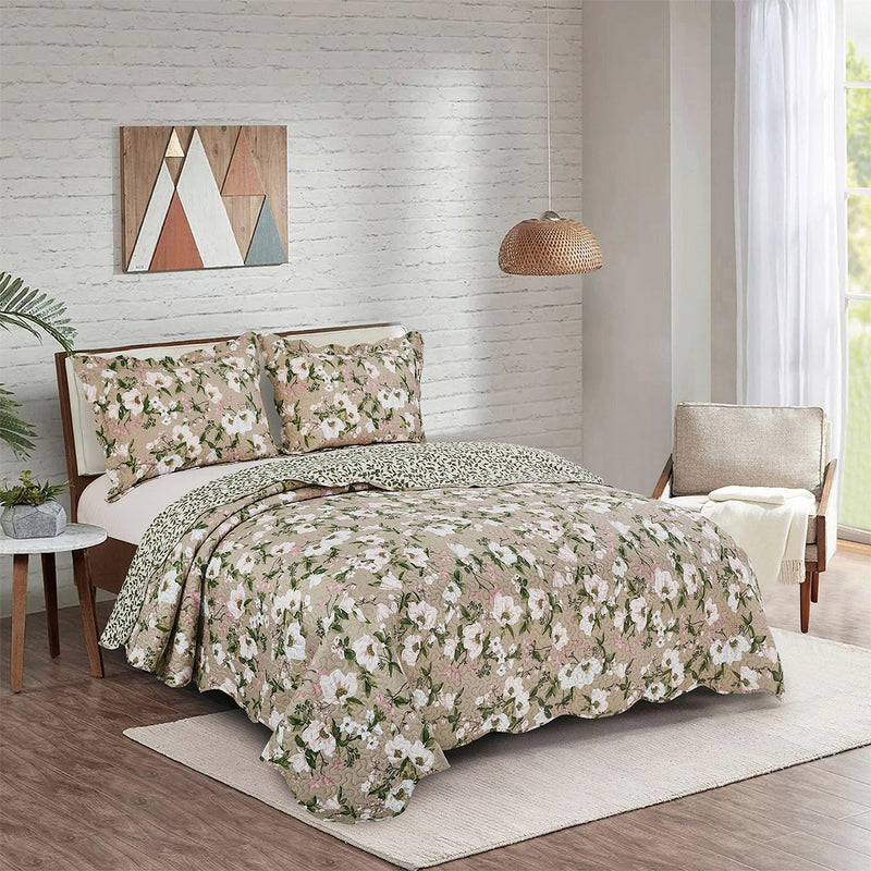 Kit Cobre Leito Colcha Queen Patchwork Evolution Dupla Face 3 pçs Camesa