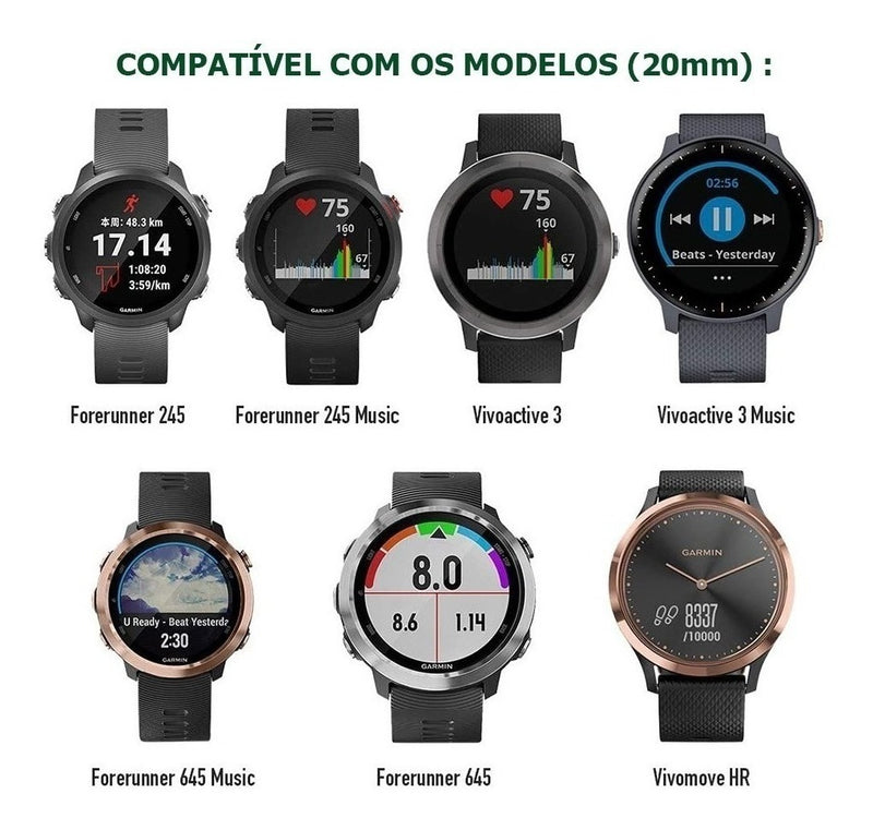 Pulseira Silicone Garmin Forerunner 245 645 Music Watch Cor Verde-claro Largura 20 Mm