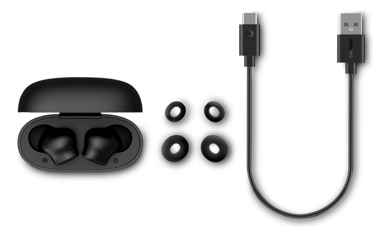 Fone De Ouvido Sem Fio Tws Philips TAT1109BK/00 Na Cor Preto, Com Bluetooth, Microfone, Tecnologia Ipx4