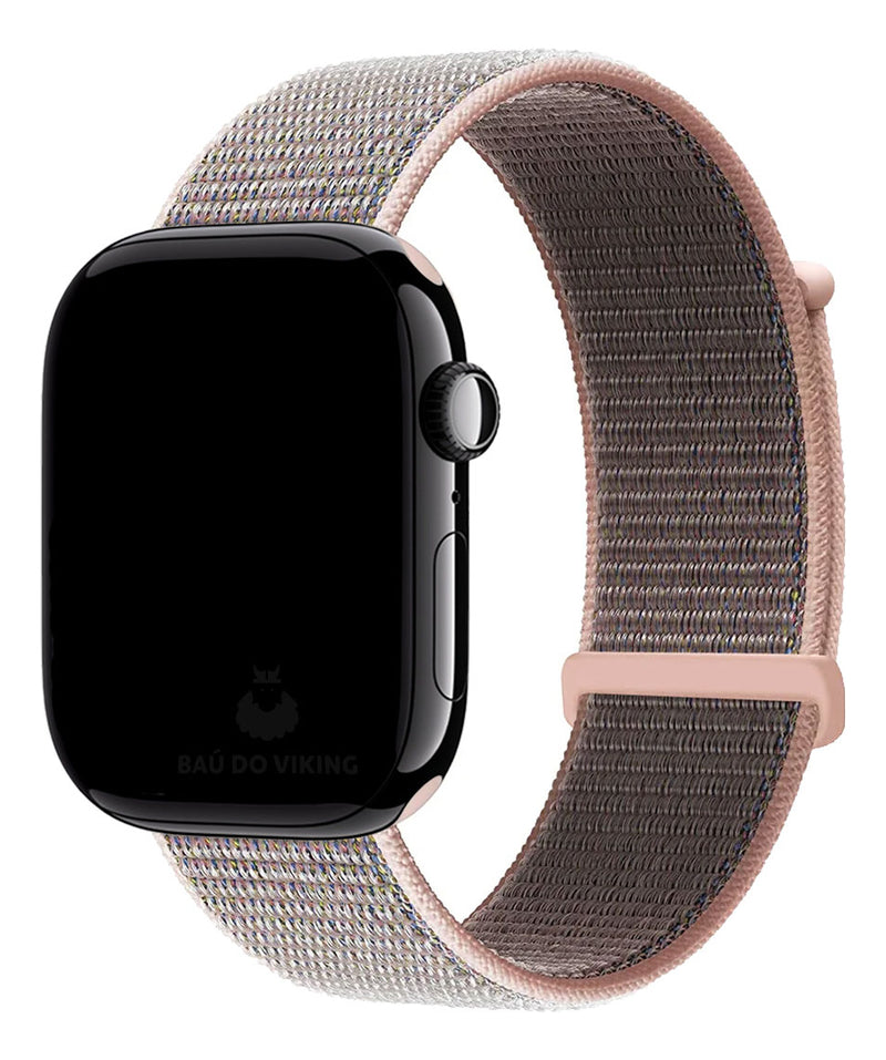Baú do Viking pulseira Nylon Loop rosa areia compatível com Apple Watch 38/40/41/42mm
