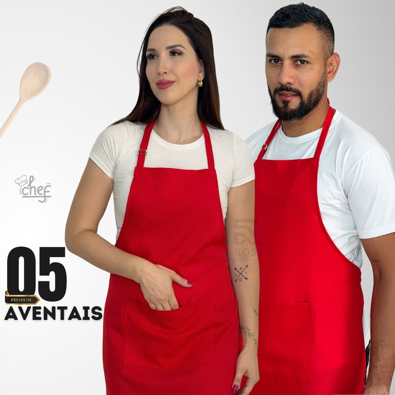 Kit 5 Avental Cozinha Garçom Oxford Restaurante Lachonete
