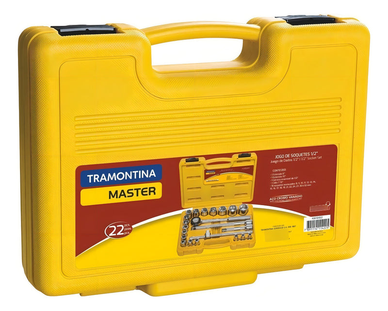 Jogo Soquete Sextavado 8-32mm Encaixe 1/2 22 Pc Tramontina