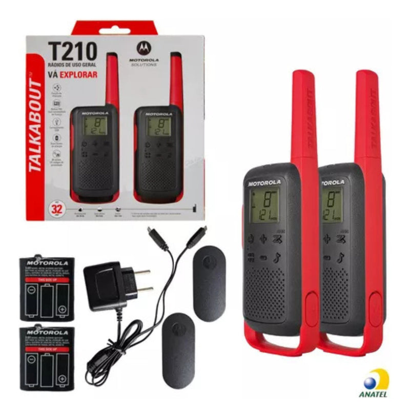 Rádio Comunicador Talkabout Motorola T210BR Alcance Até 32km UHF Cor Vermelho e Preto