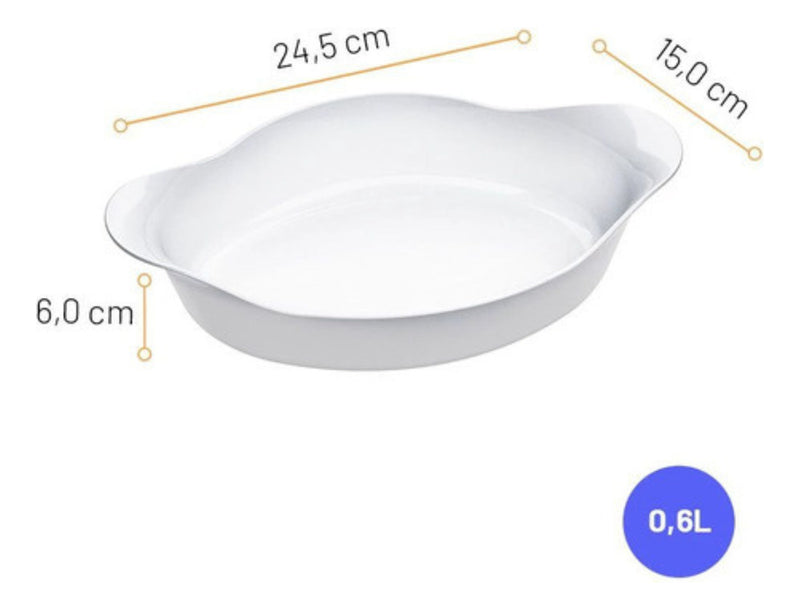 Marinex conjunto de assadeiras oval opaline 3 peças branco