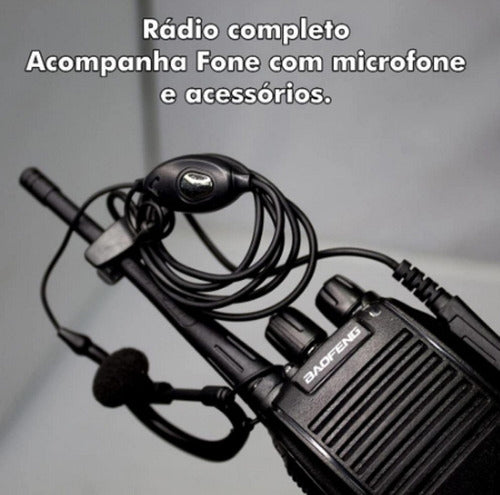 Kit 2 Walkie Talkie Bf-777s Radio Comunicador Fone Baofeng Cor Preto