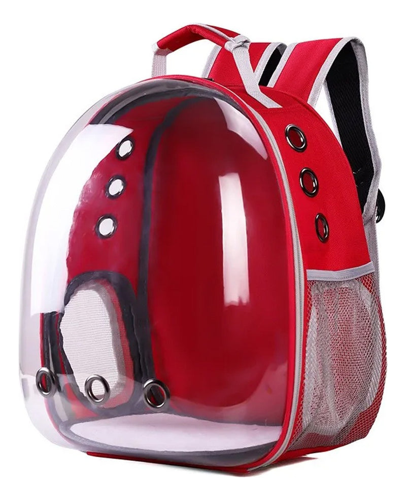 Mochila Para Carregar Gatos Com Capsula Bolha Transparente Cor Cinza