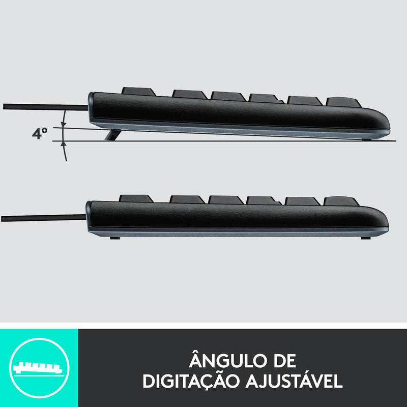 Combo Teclado e Mouse com fio USB Logitech MK120 Layout ABNT2