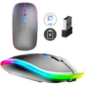 Mouse Sem Fio Recarregável Wireless Optico Led Rgb Ergonômico Sem Fio Para Pc Desktop Notebook Tablet Smartphone Davely Cinza