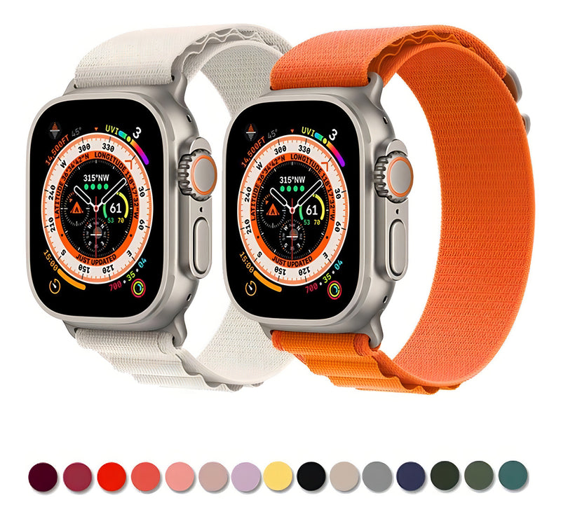 Pulseira Alpine para apple watch ultra 49mm/45mm/44mm/42mm de larguras feita em nylon/ elastano fivela (g-hook loop) cor preto comprimento total 21