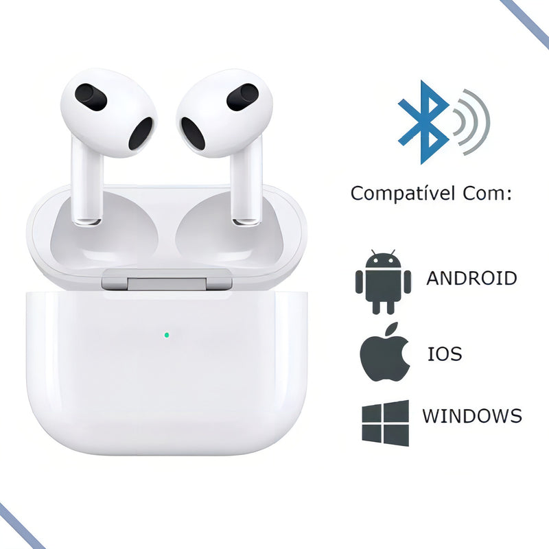 Fone Bluetooth 3°geração Para iPhone XR 11 12 13 14 15 Cor Branco