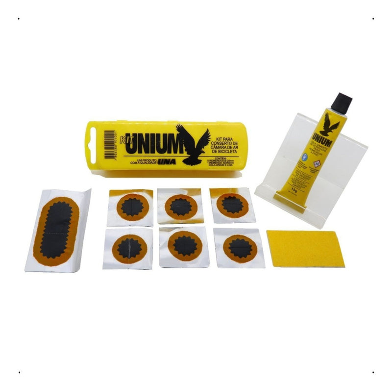 Estojo Kit Remendo Camara De Ar Bicicleta Com Cola Unium