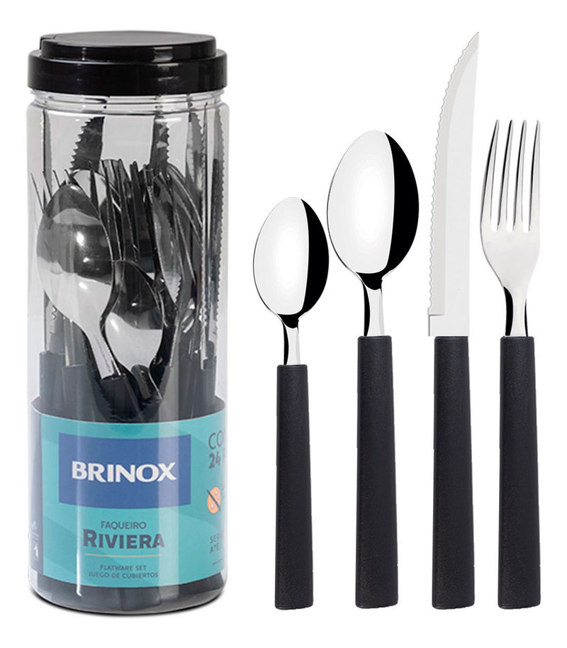 Jogo Talheres Em Aço Inox 24 Peças Riviera Brinox - Cores Cor Vermelho