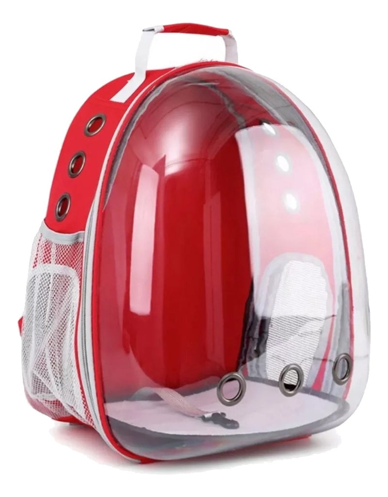 Mochila Para Carregar Gatos Com Capsula Bolha Transparente Cor Cinza