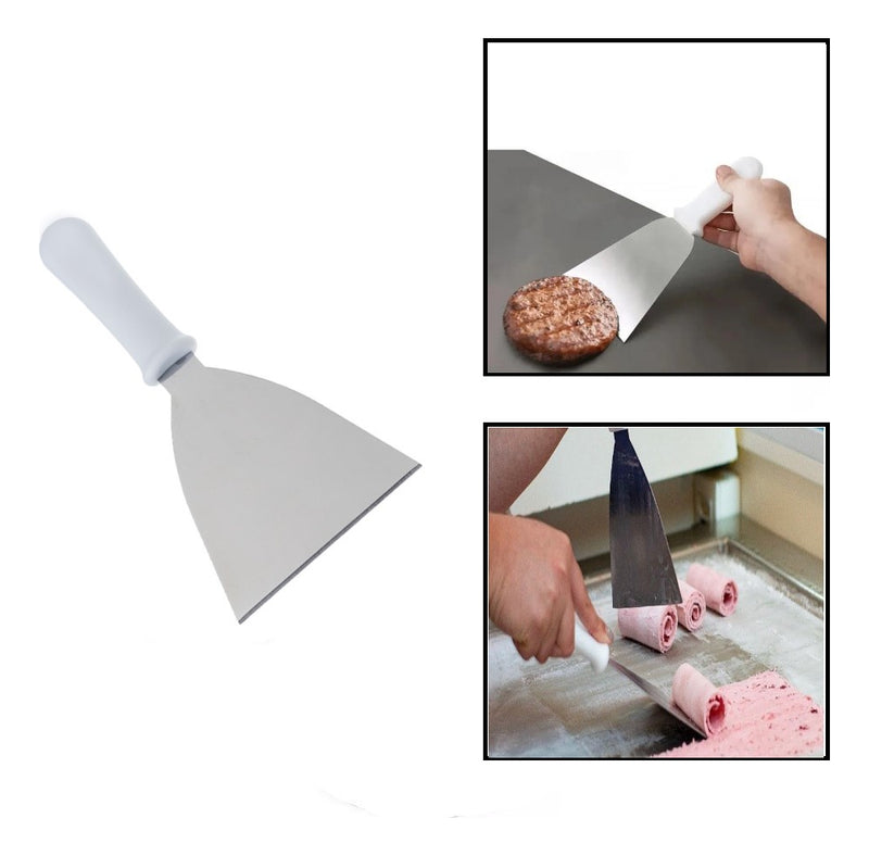 Kit 2 Espatula Reta 10cm Chapeira Hambugueria Aco Inox MFL