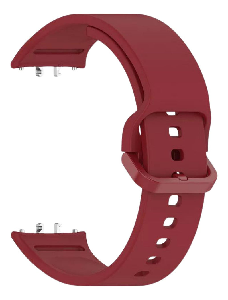 Pulseira Fecho Silicone Para Samsung Galaxy Fit 3 Sm-r390 Cor Vinho Largura Da Pulseira 20 Mm