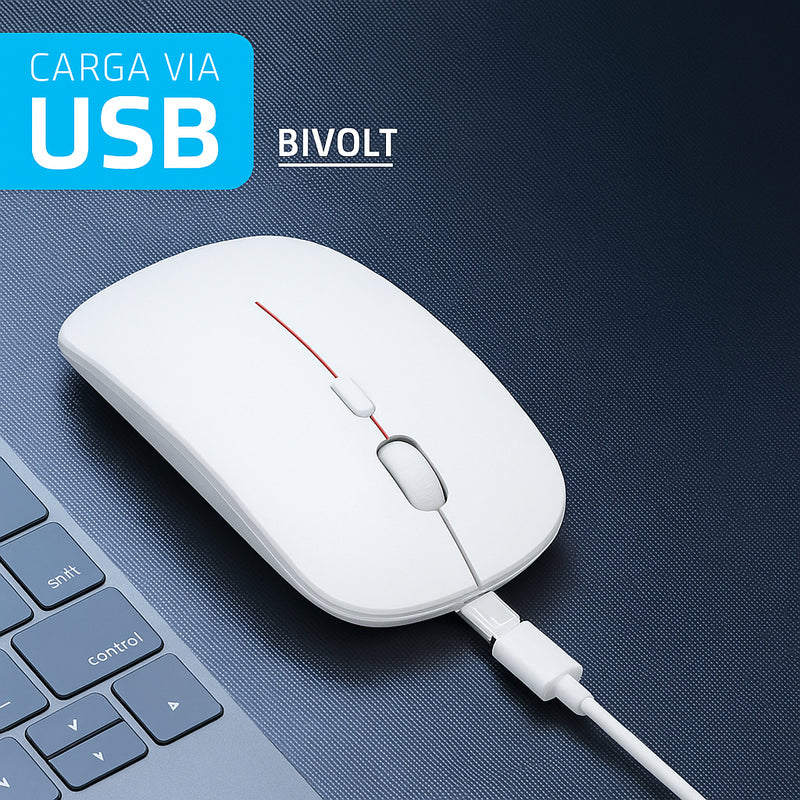 Mouse Sem Fio Recarregável Wireless Optico Led Rgb Ergonômico Sem Fio Para Pc Desktop Notebook Tablet Smartphone Davely Cinza